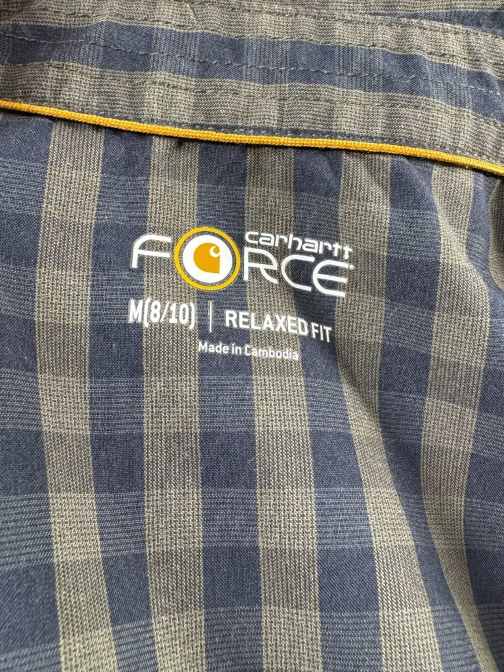 Carhartt Force Green Blue Plaid Gorpcore Granola Button Up Workwear Top (SZ M) - Picture 7 of 11